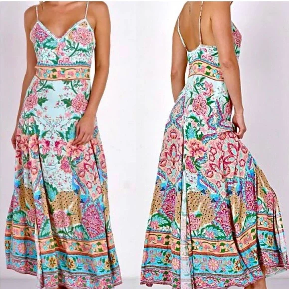 Spell Lotus 🦚 Peacock Slip Dress 🔮 - Picture 3 of 9